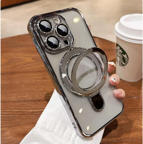 Vista 7 de Funda magnética para iPhone 14 Pro con soporte para anillo compatible con MagSafe, protector de lente de cámara incorporado, funda a prueba