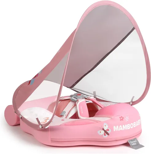 Vista 19 de Mambobaby Flotador con Toldo y Cola Nuevo Mejorado Flotador de Piscina No Inflable para Bebé Flotador de Natación Mambo Entrenador de Natación