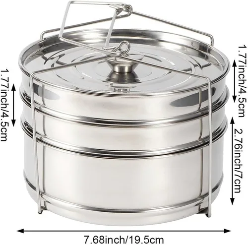 Vista 4 de Juego de ollas apilables de acero inoxidable de 3 niveles para cocinar alimentos a presión accesorios para olla a presión