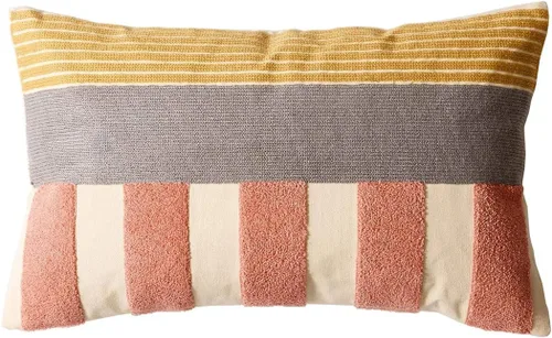 Vista 10 de vctops Funda decorativa para cojín con detalles de penachos geométricos estilo bohemio, funda de almohada cuadrada bordada en algodón para sofá