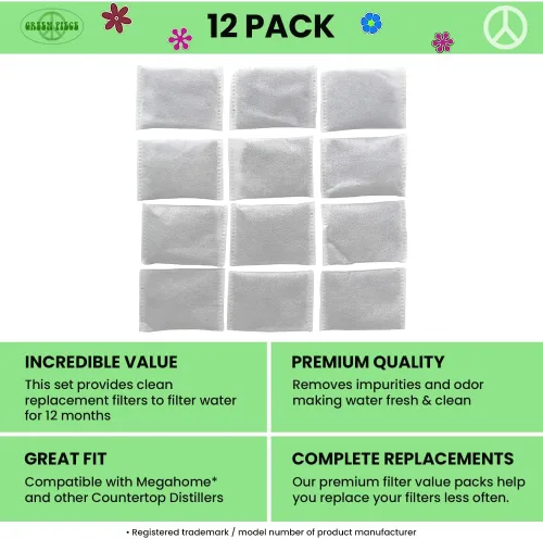 Vista 2 de Green Piece Repuesto de filtro de agua de carbón activado (fabricado en Estados Unidos), ideal para destiladores de agua Megahome y otros