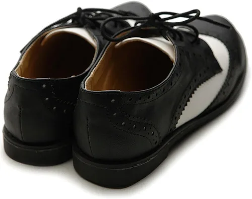 Vista 5 de Zapato Oxford de mujer Ollio, planos con punta ancha y cordones, dos tonalidades