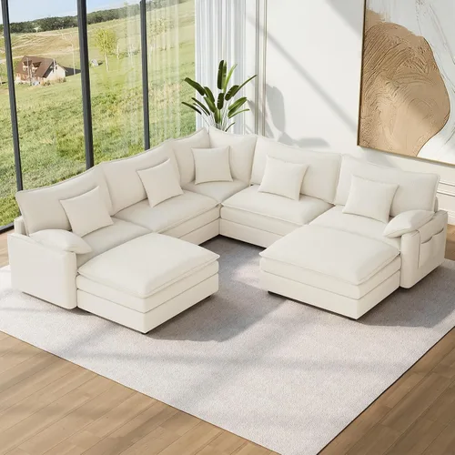 Vista 58 de Vesgantti Sofá modular de 108 pulgadas, cómodo sofá de nube con asiento profundo otomano movible, sofá modular en forma de L, sofás seccionales