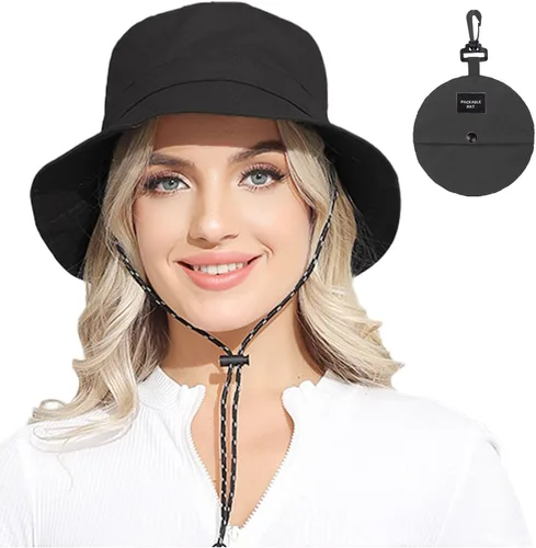 Vista 11 de Sombrero de pescador impermeable plegable para mujer, sombrero de sol con protección UV para hombre