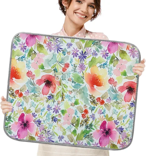 Vista 16 de SHIYUE Tapete de secado de platos para encimera de cocina, súper absorbente, decoración de cocina de primavera, tapete de secado de microfibra