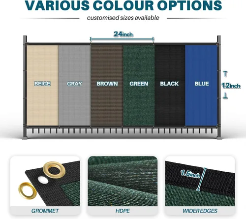 Vista 6 de COARBOR Pantalla de Privacidad para Cerca de 4' x 12', Malla de Protección contra Viento Resistente, Cubierta de Red de Sombra para Pared Exterior