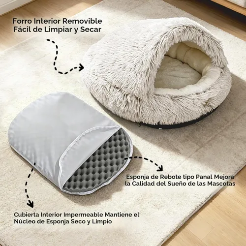 Vista 5 de YooxArmor Cama redonda para gatos, cama para perros pequeños y medianos Marrón