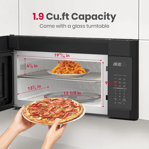Vista 6 de GASLAND Horno microondas de 30 pulgadas, gran capacidad de 1.9 pies cúbicos para pizza y platos familiares de 12 pulgadas, 1000 W con 11 niveles