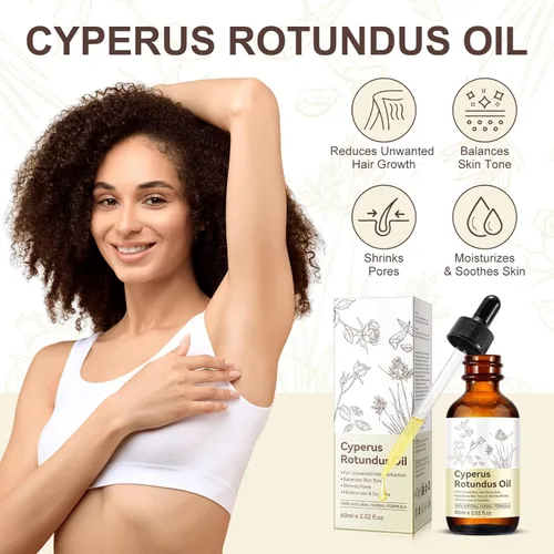 Vista 2 de Aceite Cyperus Rotundus, aceite natural de Cyprus Rotundus para depilación y reducción del crecimiento del vello corporal, hidratación y piel suave