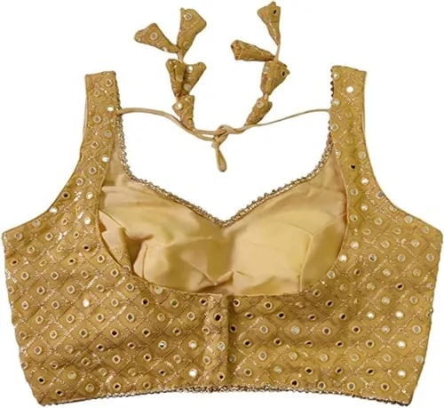 Vista 2 de Blusa corta estilo sari de Bollywood Pure Georgette para mujer