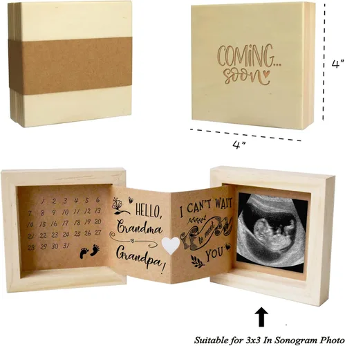 Vista 2 de Yudarte Regalos de recuerdo para abuelos por primera vez, anuncio de embarazo para abuela y abuelo, anuncio de bebé, ecografía, caja de imágenes