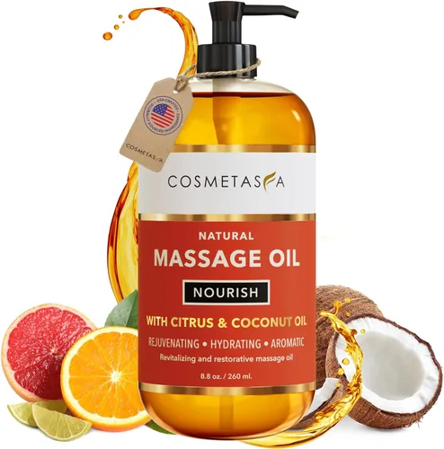 Vista 12 de Aceite de masaje nutritivo natural con rodillo de bola de masaje – Aceites terapéuticos de masaje de cítricos y coco con aceites esenciales