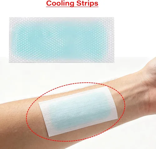 Vista 4 de 20 parches de gel refrescante para la fiebre, tiras refrescantes para la frente alivian el dolor de cabeza, dolor de muelas, somnolencia, fatiga