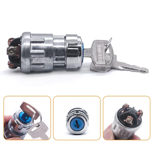 Vista 5 de mankk Interruptor de encendido de 3 cables con llave de 12 V, interruptor universal de arranque de motor, apagado/encendido (arranque), 3 posiciones