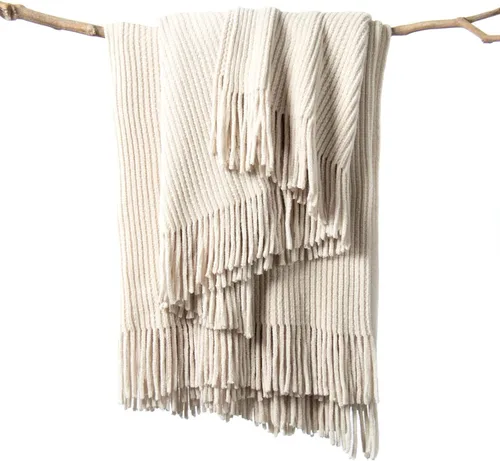 Vista 17 de lifein Manta de felpilla de 50 x 60 pulgadas, suave manta de punto bohemio para sofá, acogedora decoración de casa de campo, manta ligera para todas
