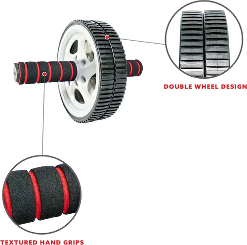 Vista 3 de Sunny Health & Fitness Ab Roller Wheel, Durable Construction, Compact & Portable, Non-Slip Handles for Home Gym, Addominal Exercises & Core Strength
