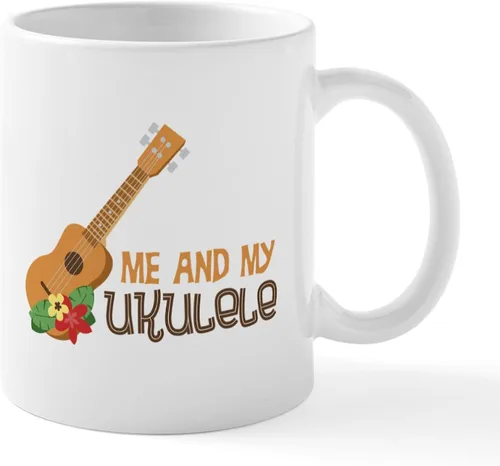Vista 35 de CafePress Peace Love - Taza de café de cerámica para ukelele (11 oz (11.0 fl oz)