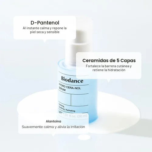 Vista 6 de BIODANCE Hydro Cera-nol Suero, suero facial hidratante y calmante para piel seca y sensible con ceramida, D-pantenol, ácido hialurónico, cuidado