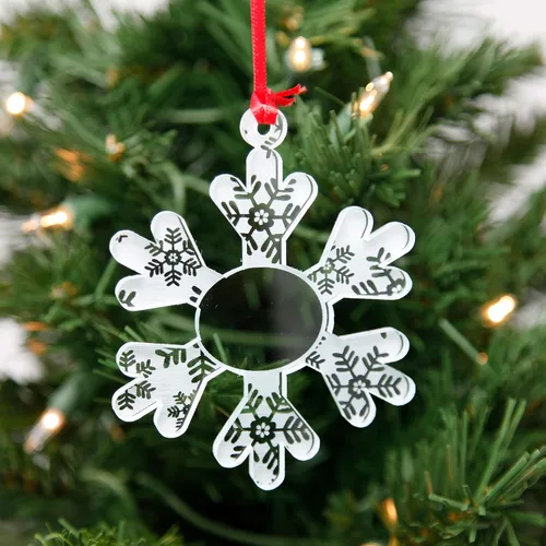 Vista 8 de LHS Adornos de Navidad personalizados para 2023 Decoraciones de copo de nieve para árbol, acrílico transparente resistente a roturas