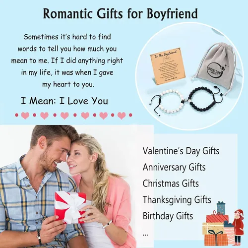 Vista 5 de UNGENT THEM I Love You - Pulseras a juego para parejas, regalos para novio, marido, prometido, alma gemela, novia, esposa, día de San Valentín