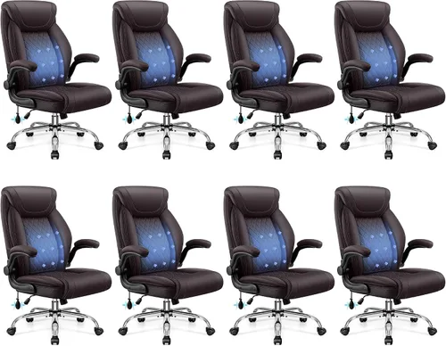 Vista 12 de BestGlory Silla de oficina ejecutiva con soporte lumbar, silla de escritorio ergonómica grande y alta, silla de cuero cómoda con respaldo alto