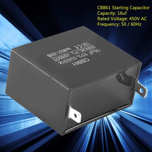 Vista 2 de Cbb61 15Uf 5% 300Vac 50 60Hz Condensador de motor de plástico negro Cbb61 Motor Corriendo Condensador de arranque Cqc 350V AC 16Uf 50 60Hz