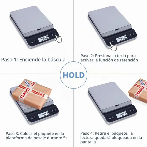 Vista 6 de Báscula de envío QP, báscula digital postal de alta precisión de 86 lb/0.1 oz para paquetes, función de retención/tara, pantalla LCD retroiluminada