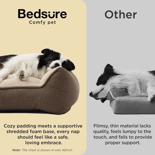 Vista 3 de Bedsure Cama ortopédica para perros de tamaño mediano, camas extra gruesas de apoyo para perros medianos con funda impermeable lavable, cómodo sofá