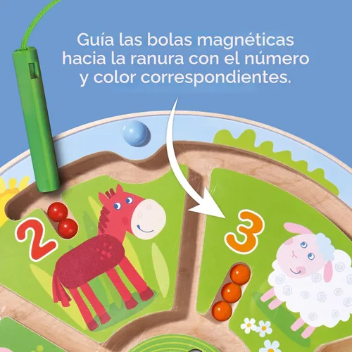 Vista 4 de HABA Tablero ocupado para niños de 2 a 4 años: juego de rompecabezas magnético de laberinto de números, juguetes de viaje para niños en edad