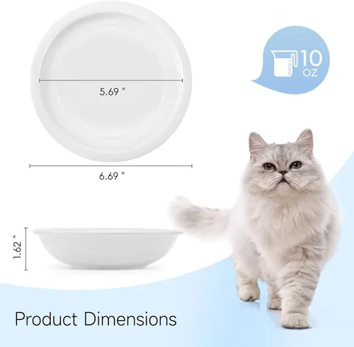 Vista 5 de CEEFU Tazones de cerámica más gruesos para comida y agua para gatos, 3 unidades, platos para gatos sin estrés, alivia la fatiga, plato de comida