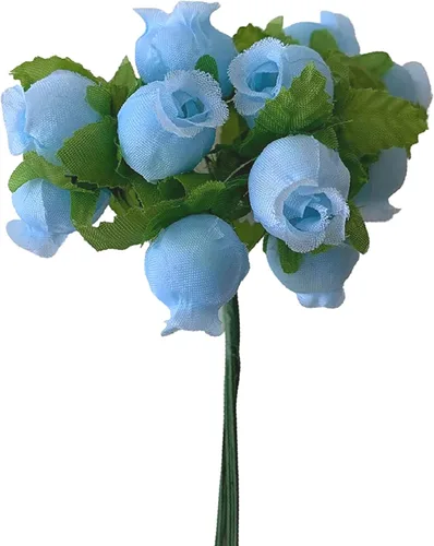 Vista 11 de GiftWrap Etc. Rosas artificiales de seda verde manzana, 12 mini ramos de 12 capullos de rosa, 144 capullos de rosa en total, boda, recepción