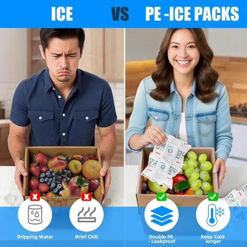 Vista 4 de WORLD-BIO Paquetes de hielo que envían hielo seco para envío de alimentos congelados, hojas flexibles de hielo frío para enfriadores, paquetes