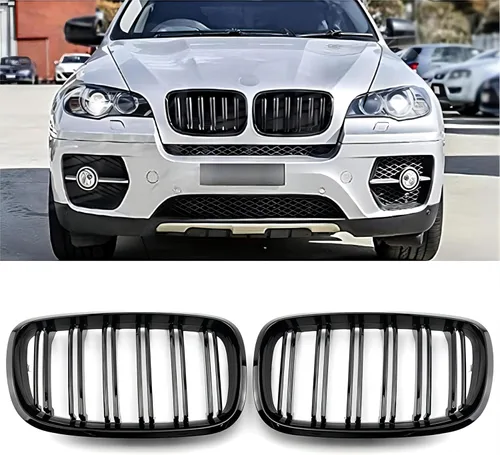 Vista 8 de X5 E70 - Rejilla de riñón de color negro brillante M para BMW X5 E70 X6 E71 2007-2014 (láminas dobles de color M)