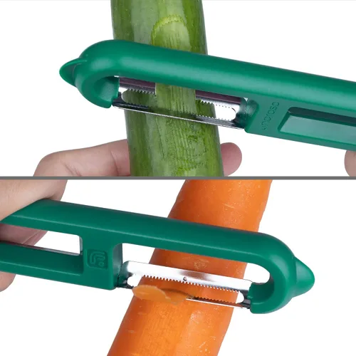 Vista 5 de Linoroso Pelador de frutas dentado, pelador clásico de verduras, pelador europeo para cocina, pelador japonés de verduras de acero inoxidable