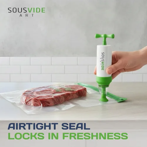 Vista 4 de SOUSVIDE ART 37 bolsas reutilizables de sellado al vacío con sellador al vacío, 30 bolsas de cocina y almacenamiento de 3 tamaños con bomba