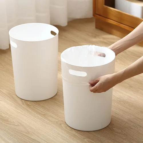 Vista 7 de Lyellfe Paquete de 6 cubos de basura pequeños, papelera redonda de plástico de 1.5 galones con asas, contenedor de basura blanco para espacio