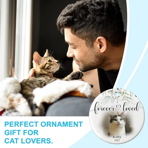Vista 3 de HYTURTLE Regalos conmemorativos personalizados para mascotas, recuerdo de gato, imagen personalizada de fotos de mascotas, adornos de Navidad