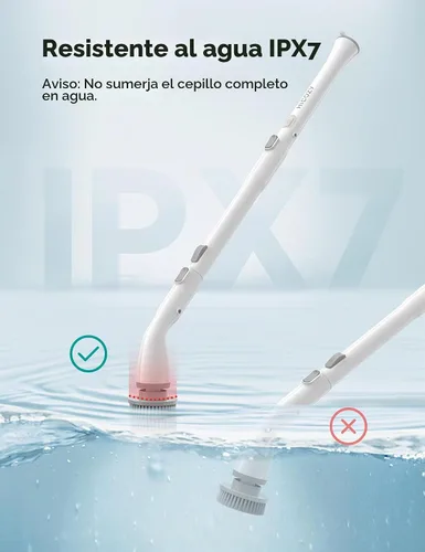 Vista 2 de HiCOZY Escobilla eléctrica giratoria HS1, cepillo de ducha inalámbrico para limpieza con 4 cabezales de cepillo reemplazables, mango de extensión