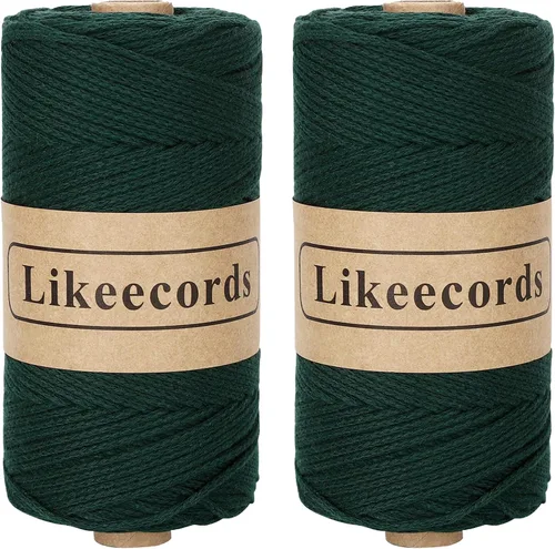 Vista 32 de Likeecords 100% Hilo de Ganchillo de Algodón Cordón de Bolsa de 2mm 170m Cordón de Macramé de 2mm Hilo de Crochet Cuerda de Macramé Regalo para Verde