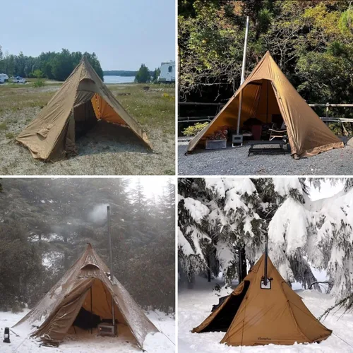 Vista 4 de FIREHIKING Tienda de campaña caliente para 2-4 personas Tipi con estufa Jack para mochileros Caza 11'6" x 6'11" with Stove Jack