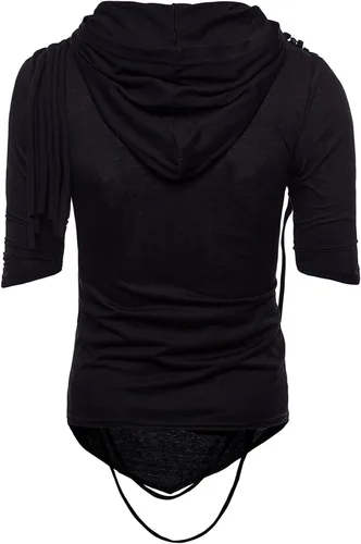 Vista 3 de Camisetas de cuello alto asimétrico para hombre, dobladillo irregular, hip hop, sudadera con capucha hipster