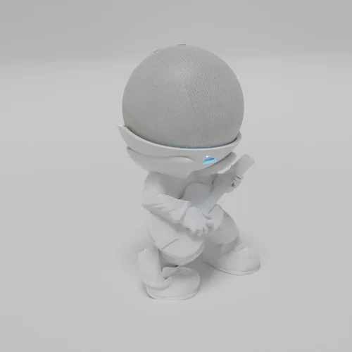 Vista 3 de Splin Soporte de mesa compatible con Amazon Alexa Smart Speaker Echo Dot (4ª y 5ª generación) y Apple HomePod Mini, Vegas Boy (blanco)