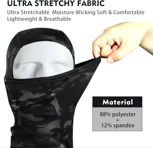 Vista 3 de Máscara facial de camuflaje militar, bandana, pasamontañas con capucha para hombres y mujeres, entrenamiento táctico, ciclismo, esquí, caza