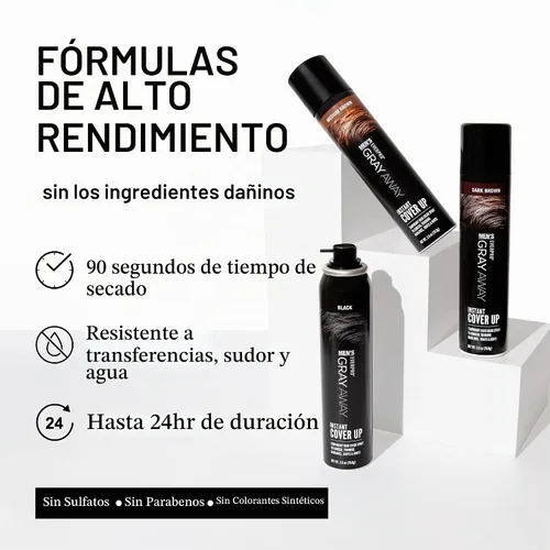 Vista 4 de Gray Away - Spray instantáneo para cubrir raíces para hombre, negro, 2.5 onzas