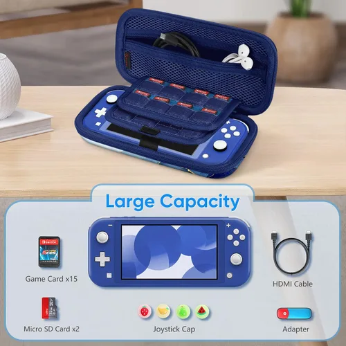 Vista 8 de Fintie Carrying Case for Nintendo Switch Lite 2019, Shockproof Hard Shell Protective Cover Travel Bag w15 Game Card & 2 Micro SD Card Slots for