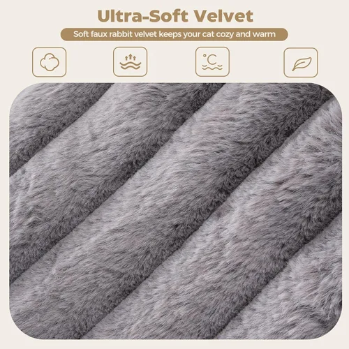 Vista 3 de Avont Cama para gatos de interior, esponjosa y lavable con borde elevado Gris