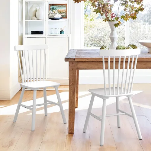 Vista 5 de LUE BONA Silla de Comedor Windsor, Juego de 2 Sillas de Comedor, Respaldo de Husillo de Madera, Sillas de Cocina Silla de Comedor de Madera, Sillas