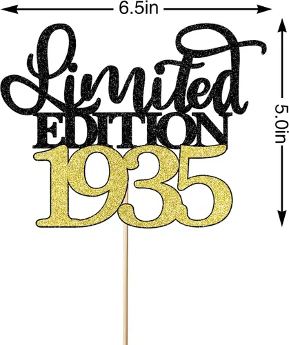 Vista 2 de Decoración para tartas de edición limitada de 1935, decoración de pastel de feliz cumpleaños 90, hombres y mujeres animan 90 años/90 y fabulosa