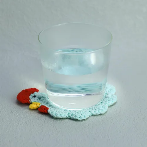 Vista 3 de WAIT FLY Juego de posavasos hechos a mano de ganchillo para mesa de café, protección de mesa, decoración del hogar, pollo-B-4
