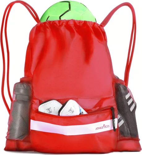 Vista 10 de Athletico Bolsa de fútbol con cordón: mochila de fútbol para niños o niñas también puede llevar baloncesto o voleibol